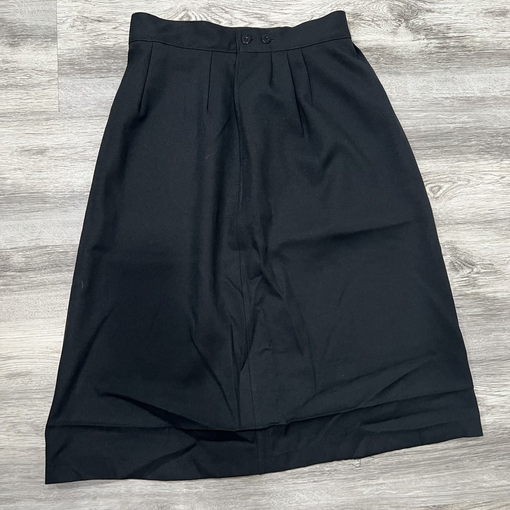 VTG Bending Easy Mervyns Black Midi Skirt Pleated A-Line Career Minimalist Sz 29
